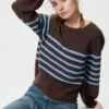 3D Knit-tröja med voluminösa ärmar för dam | Randig 3D Knit-tröja med voluminösa ärmar för dam | Randig
