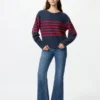 3D Knit-tröja med voluminösa ärmar för dam | Randig 3D Knit-tröja med voluminösa ärmar för dam | Randig
