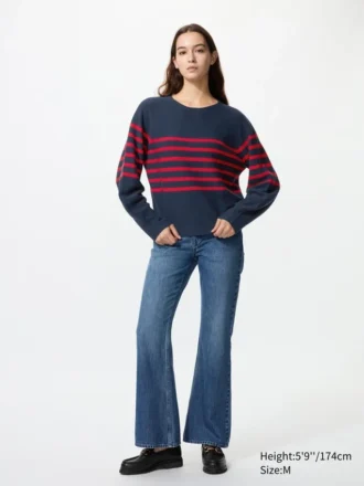 3D Knit-tröja med voluminösa ärmar för dam | Randig
