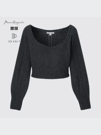 3D Knit-volymtröja med långärmade ärmar för dam