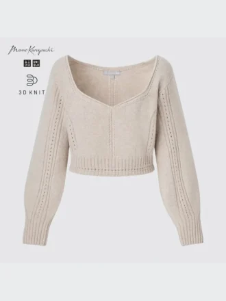 3D Knit-volymtröja med långärmade ärmar för dam