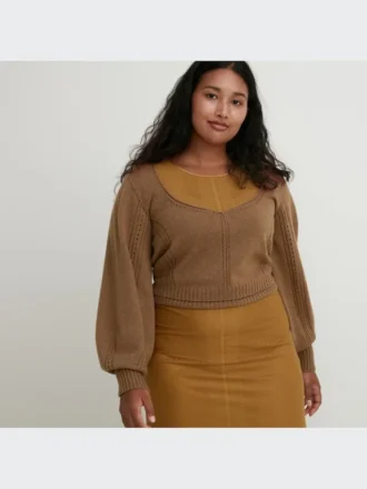 3D Knit-volymtröja med långärmade ärmar för dam