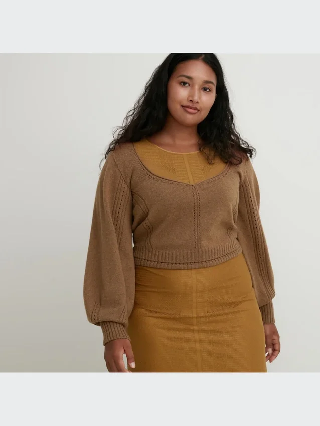 3D Knit-volymtröja med långärmade ärmar för dam 3D Knit-volymtröja med långärmade ärmar för dam