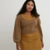 3D Knit-volymtröja med långärmade ärmar för dam