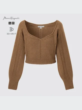 3D Knit-volymtröja med långärmade ärmar för dam