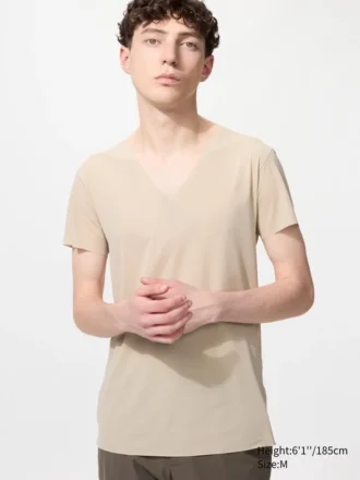 AIRism Anti-Odor Mesh T-shirt för herr | V-ringning