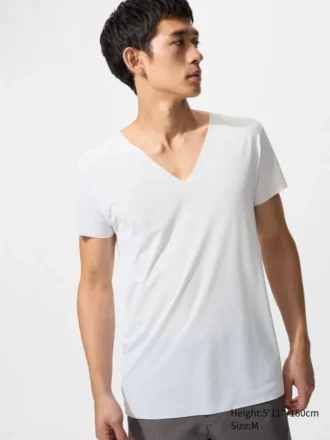AIRism Anti-Odor Mesh T-shirt för herr | V-ringning