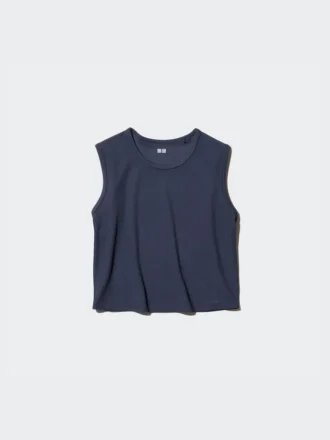 AIRism mjuk ribbad T-shirt för dam | Ärmlös