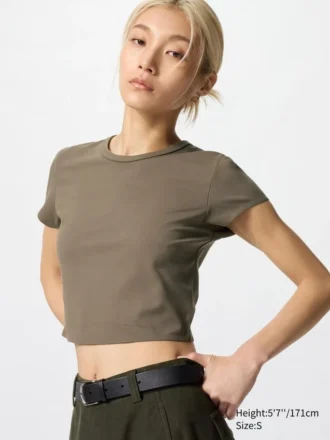 AIRism Soft Cropped T-shirt för dam