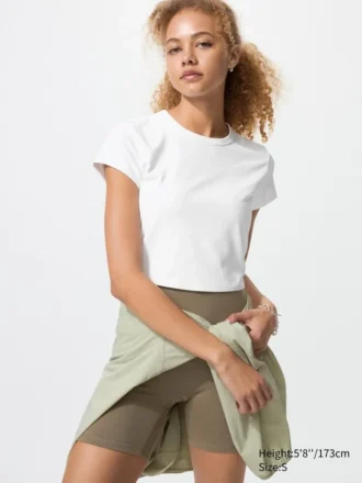 AIRism Soft Cropped T-shirt för dam