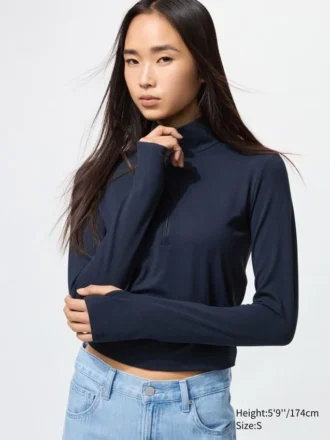 AIRism Soft Half-Zip T-shirt för dam
