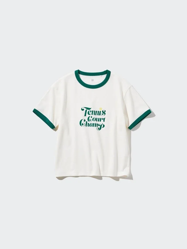 AIRism-T-shirt med kort ärm och tryck för damer AIRism-T-shirt med kort ärm och tryck för damer
