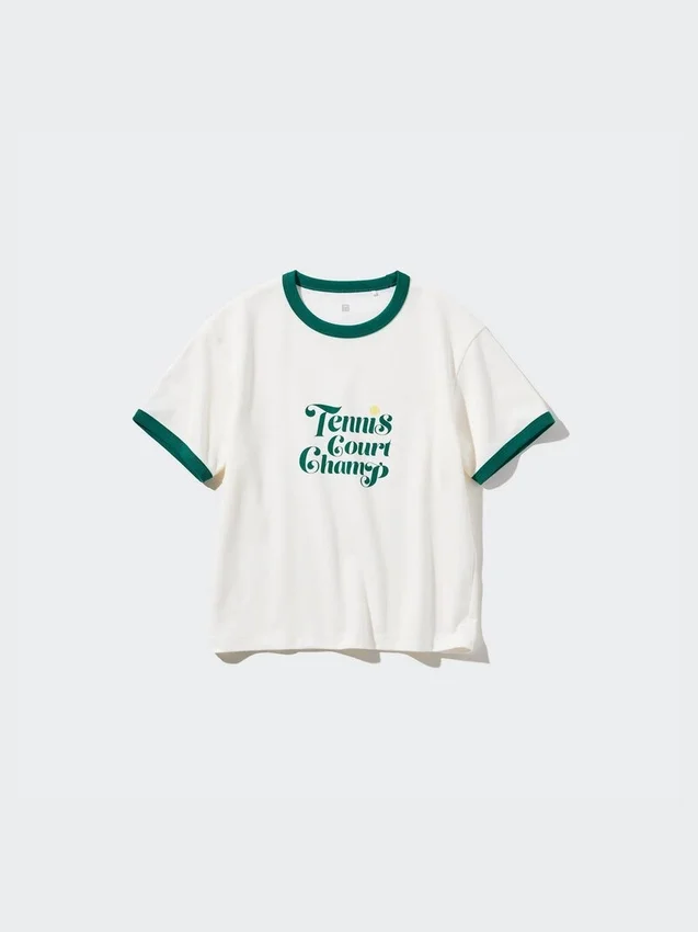 AIRism-T-shirt med kort ärm och tryck för damer AIRism-T-shirt med kort ärm och tryck för damer
