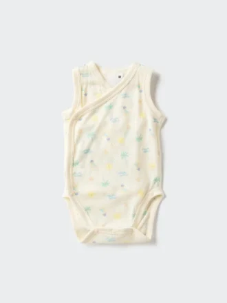 Baby Baby Cotton Mesh Sleeveless Bodys | Öppen framsida | Tryckt