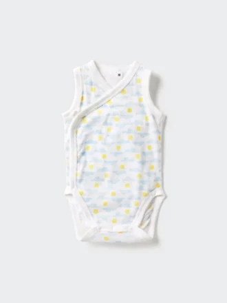 Baby Baby Cotton Mesh Sleeveless Bodys | Öppen framsida | Tryckt