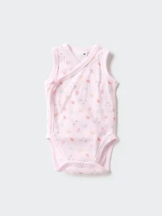 Baby Baby Cotton Mesh Sleeveless Bodys | Öppen framsida | Tryckt
