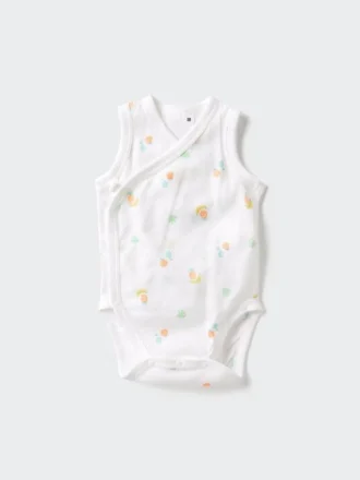 Baby Baby Cotton Mesh Sleeveless Bodys | Öppen framsida | Tryckt