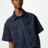 Boxig skjorta i denim för dam | Halvärmade ärmar