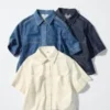 Boxig skjorta i denim för dam | Halvärmade ärmar