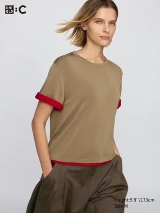 Boxig stickad T-shirt för dam