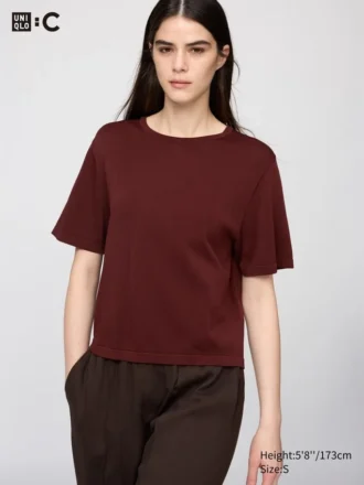 Boxig stickad T-shirt för dam