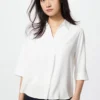 Damblus i rayon med skipperkrage | 3/4-ärmar Damblus i rayon med skipperkrage | 3/4-ärmar