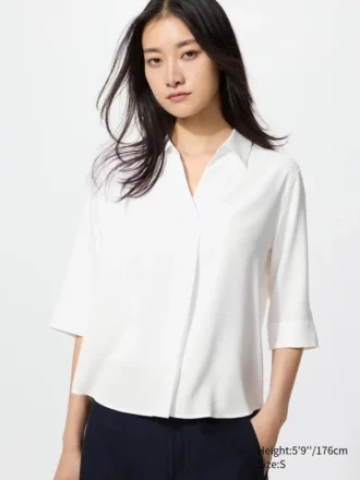 Damblus i rayon med skipperkrage | 3/4-ärmar