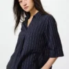 Damblusar i rayon med skipperkrage och 3/4-ärmar | Randig Damblusar i rayon med skipperkrage och 3/4-ärmar | Randig