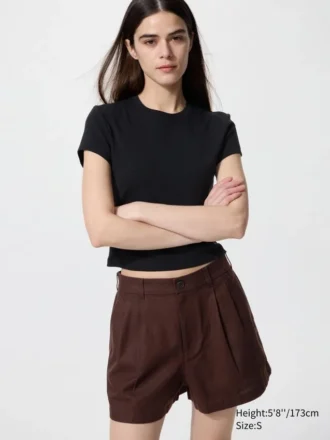 Damshorts i linne och bomull