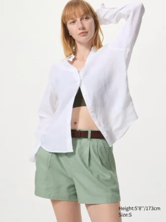 Damshorts i linne och bomull