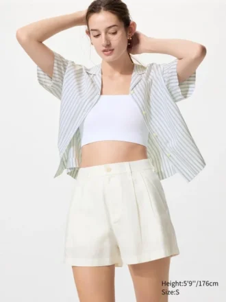 Damshorts i linne och bomull