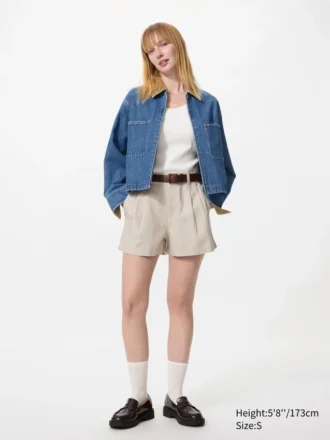 Damshorts i linne och bomull