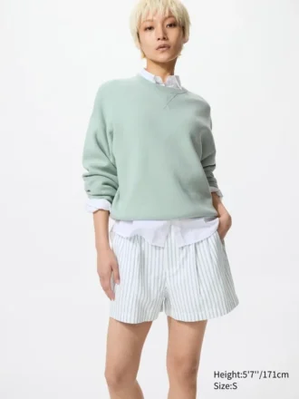 Damshorts i linne och bomull | Randiga
