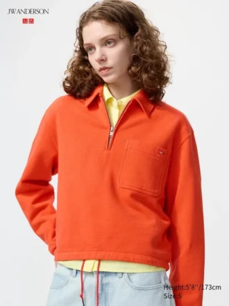 Damsweatshirt med halv dragkedja