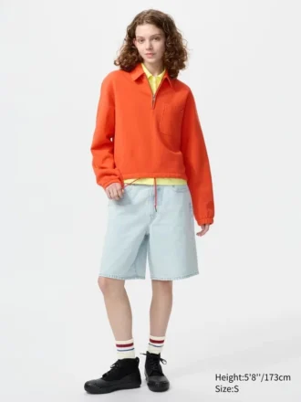 Damsweatshirt med halv dragkedja