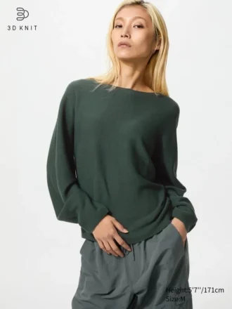 Damtröja i 3D Knit-teknik med volymärmar