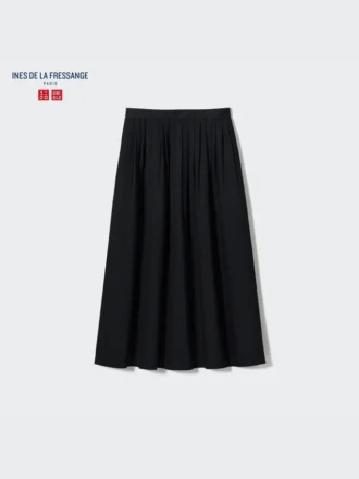 Denimkjol med rynk för dam