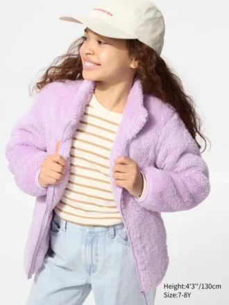 Fluffig fleecejackor med dragkedja för barn