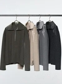 Halvzip-skjorta i borstad jersey för dam