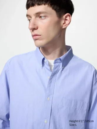 Herrskjorta i bredvävd bomull | Button Down | Hairline-tyg