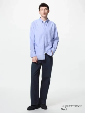 Herrskjorta i bredvävd bomull | Button Down | Hairline-tyg