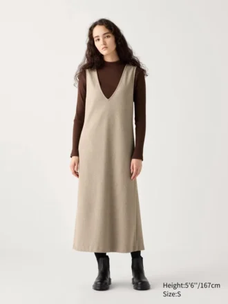 Jumperskirt i borstad jersey för dam