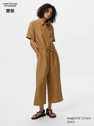 Jumpsuit i linneblandning för dam