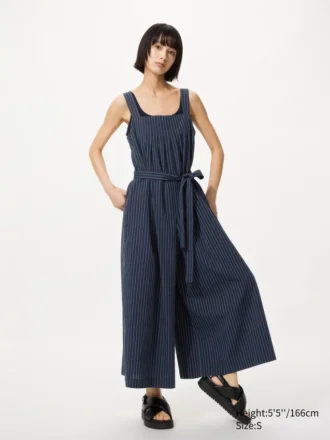 Jumpsuit i linneblandning för dam | Randig