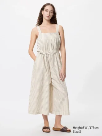 Jumpsuit i linneblandning för dam | Randig