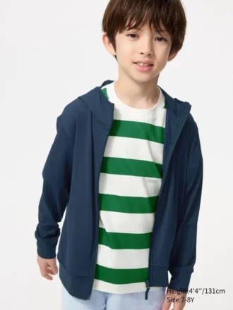 Kids AIRism UV-skyddande hoodie med hel dragkedja