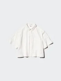 Kort, boxig shorts i nylon för damer | Halvärmade ärmar