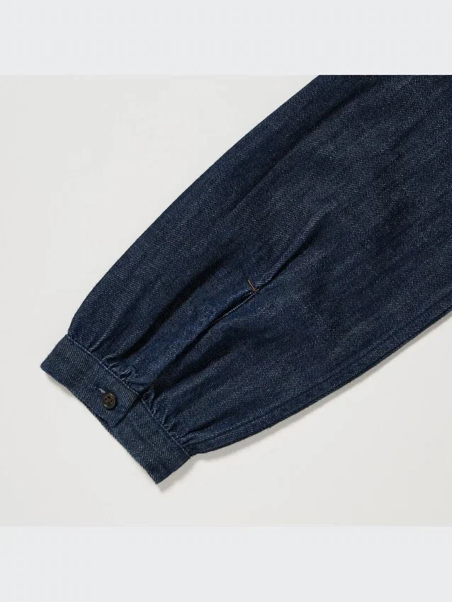 Kortärmad skjorta i denim med bieser för dam Kortärmad skjorta i denim med bieser för dam