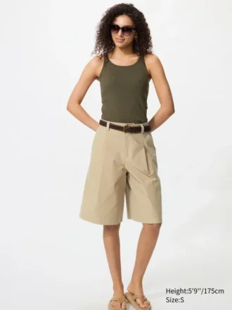 Långa plisserade shorts i jersey för dam
