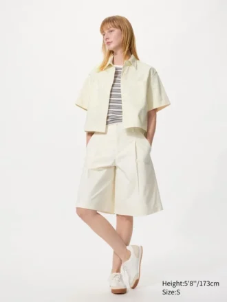 Långa plisserade shorts i jersey för dam